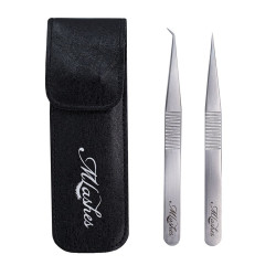 Komplet pęset - srebrne + pokrowiec